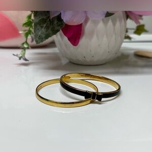 Kate Spade,NWOT, Black & Gold Enamel Bow Bracelet & Gold Kate Spade Gold Bangle